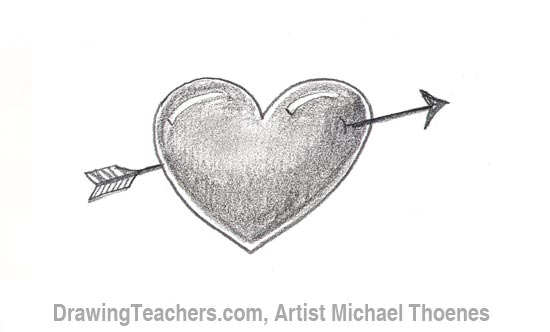 How to Draw a heart with arrow Step 4