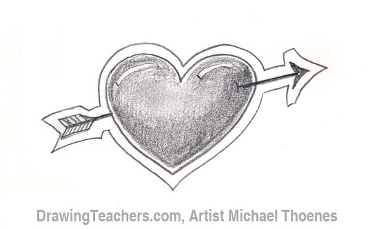 How to Draw a heart with arrow Step 5