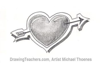 How to Draw a heart with arrow Step 6