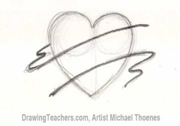How to Draw a heart with banner Step 2