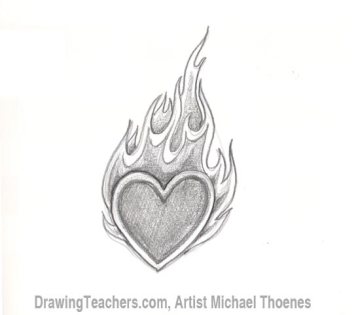 How to Draw a heart-with-Flames Step 5