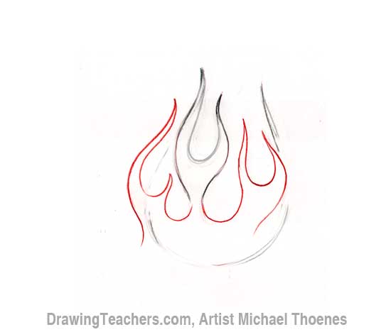 How to Draw a heart-with-Flames Step 4