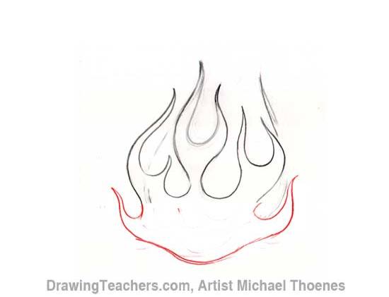 How to Draw a heart-with-Flames Step 5