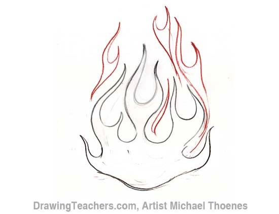 How to Draw a heart-with-Flames Step 7