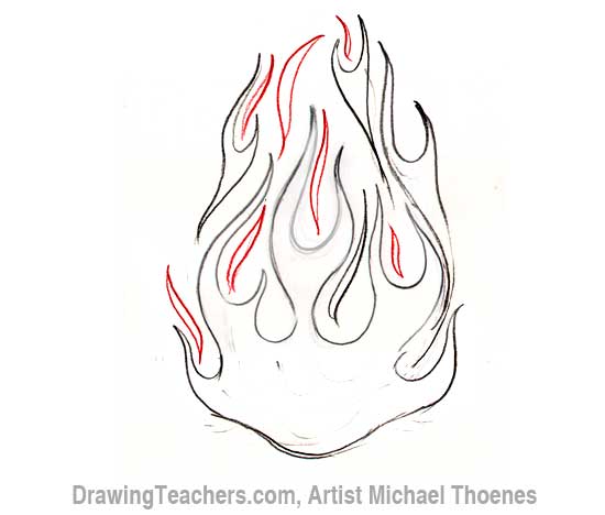 How to Draw a heart-with-Flames Step 7