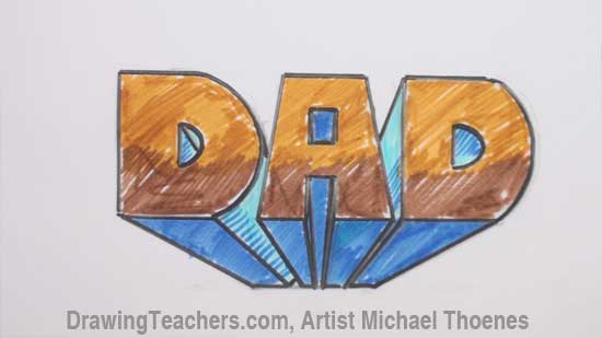 Dad in Block Letters Step 7