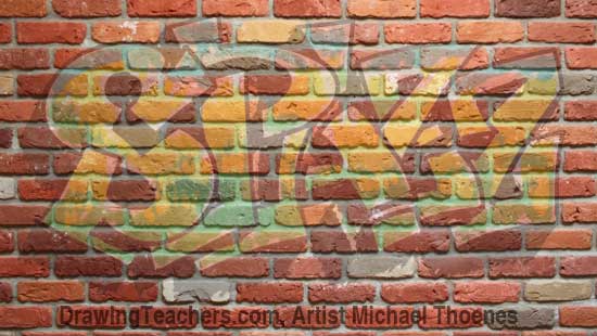 graffiti brick wall drawing