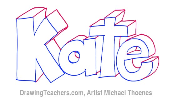 How to Draw 3D Letters Kate