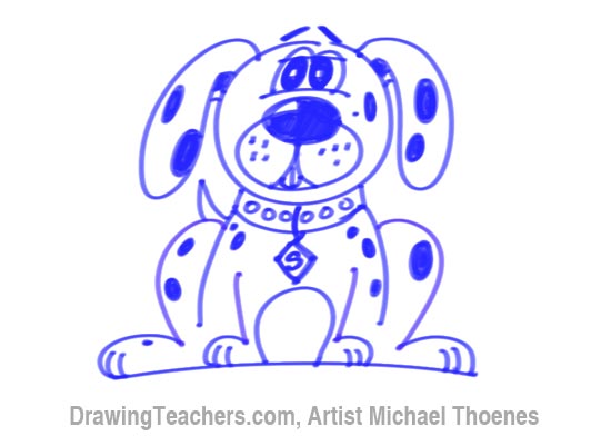 How to Draw a Cartoon Dog Sitting Down