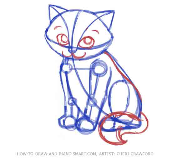 How to Draw a Cat Face Step 7
