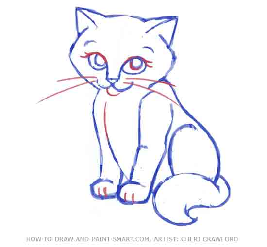 How to Draw a Cat Face Step 9