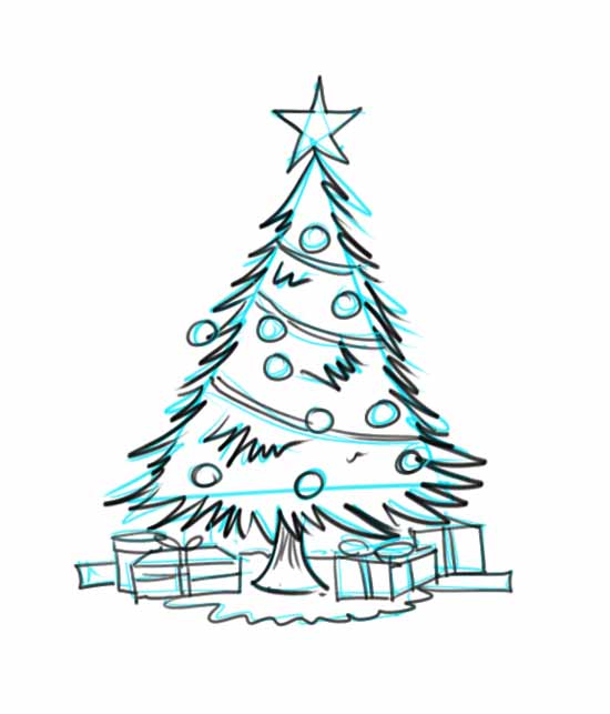 How to Draw a Christmas Tree Step 5