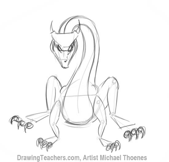 How to Draw Dragon Sitting 7