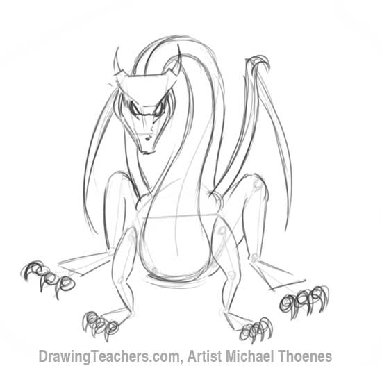 How to Draw Dragon Sitting 8