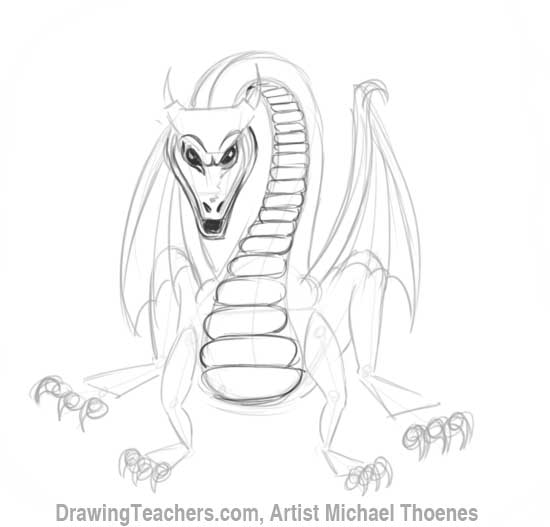 How to Draw Dragon Sitting 11