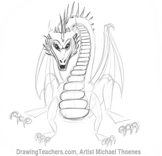 How to Draw Dragon Sitting 11