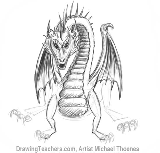 How to Draw Dragon Sitting 15