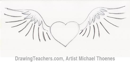 How to Draw a heart with Wings Step 5