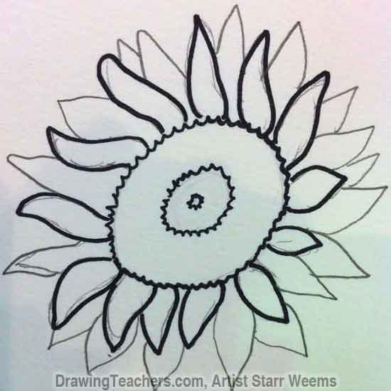 How to Draw a Sunflower 3
