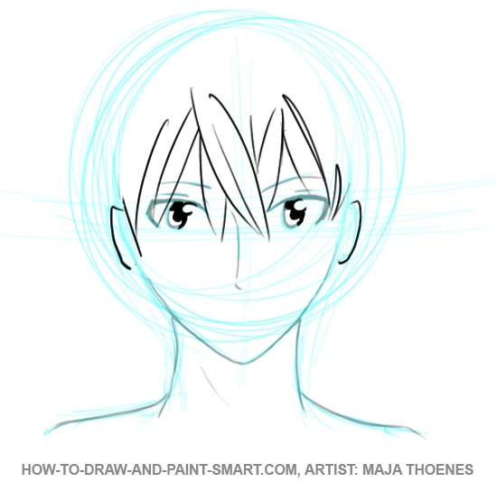 How to Draw Anime Boys Face Step 4
