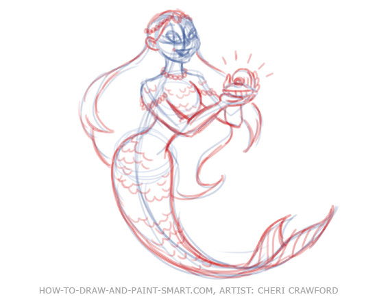 How to Draw Mermaids Drawing 7