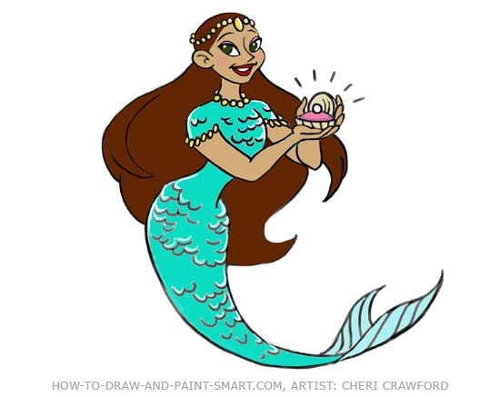 How to Draw Mermaids Drawing 9