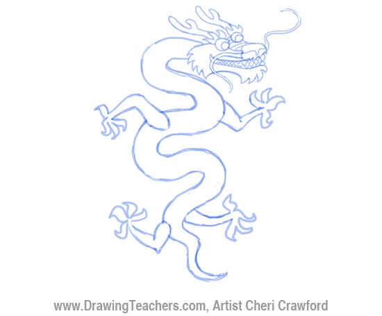 Chinese Dragon Drawing Step 5