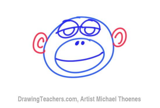 How to Draw a Funny Monkey Face Step 4