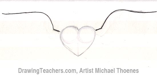 How to Draw a heart with Wings Step 2