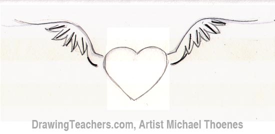 How to Draw a heart with Wings Step 4