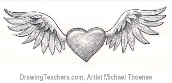 How to Draw a heart with Wings Step 7