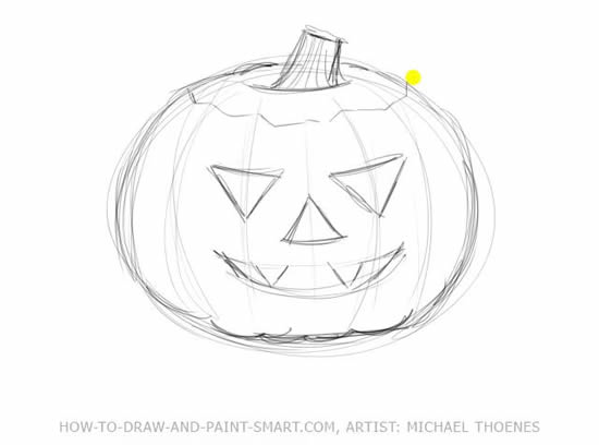 How to Draw Halloween Pumpkins Step 3
