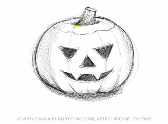 How to Draw Halloween Pumpkins Step 5