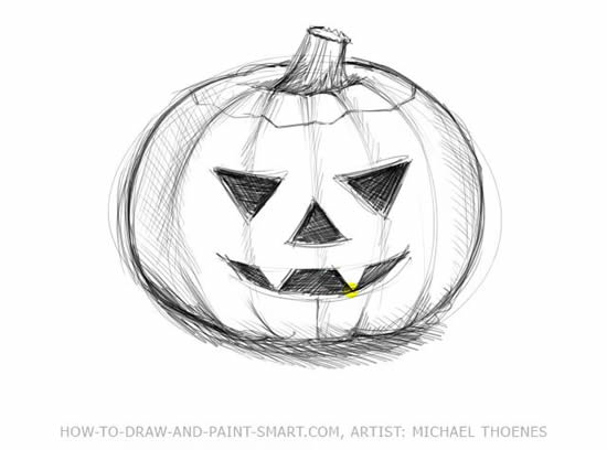 How to Draw Halloween Pumpkins Step 6