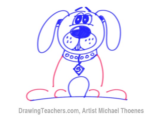 How to Draw a Cartoon Dog Sitting Down