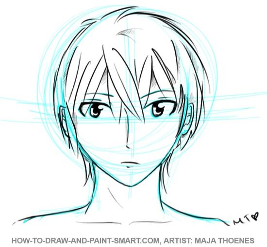 Easy Draw Anime, how to draw an anime boy for kids step 6