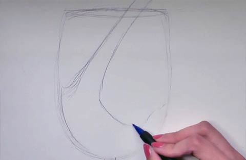 Paint a Wine Glass - Draw the wine