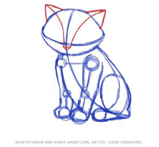 How to Draw a Cat Face Step 2